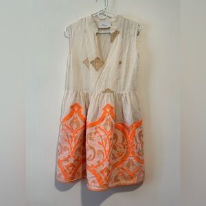 Elegant Cream and Orange Mini Dress